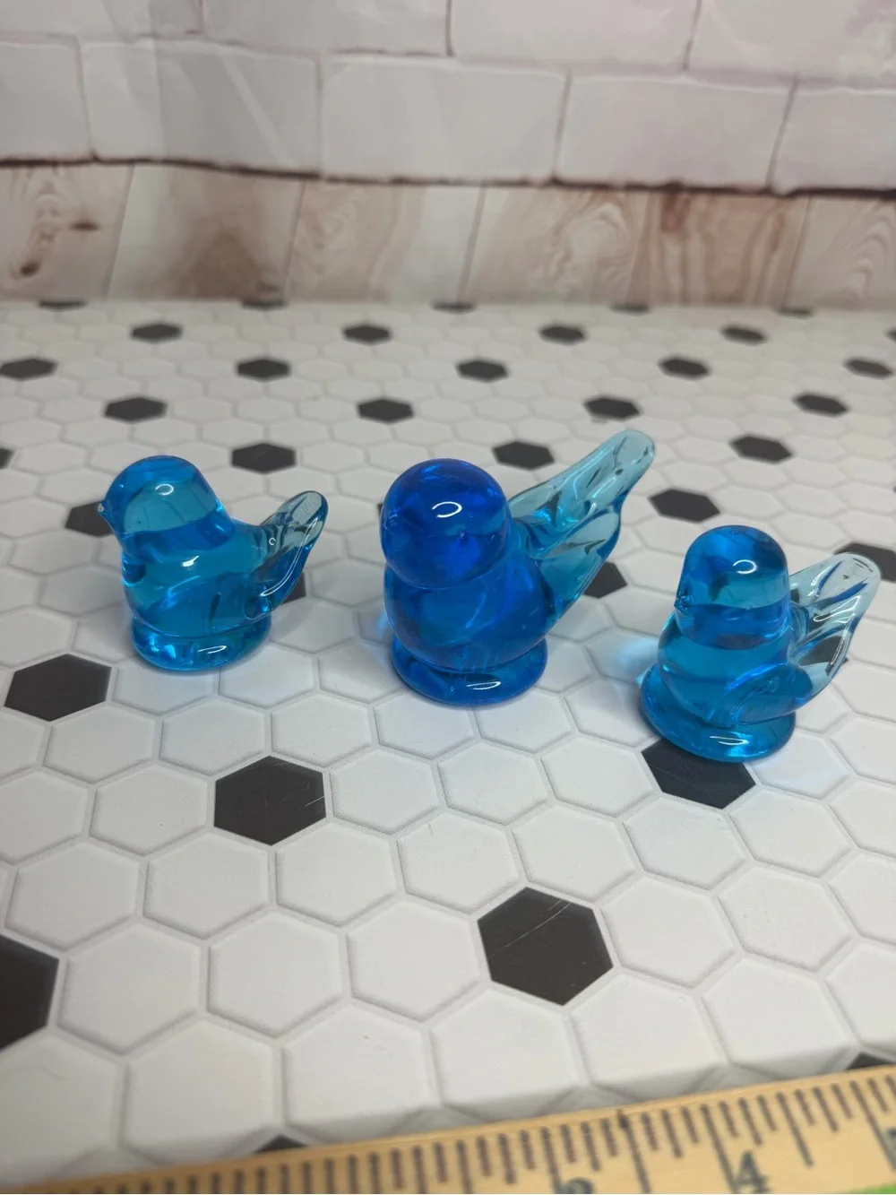 Vintage Happy Little Blues Blue Glass Bird Figurines Set of 3